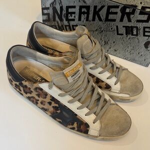 Golden Goose Leopard and Black Sneakers
